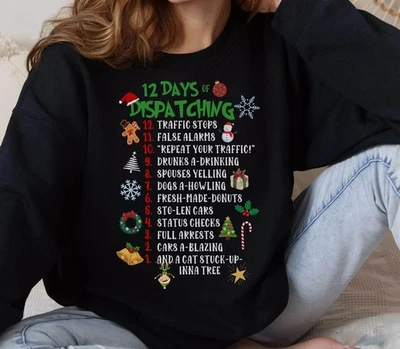 Divertida Camiseta de Vacaciones 911 Dispatcher, 12 Días de Despacho Sudadera de Navidad Foto 1 de 4
