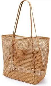 New Beach Bag Mesh Nylon Large Shoulder Tote - Picture 1 of 4