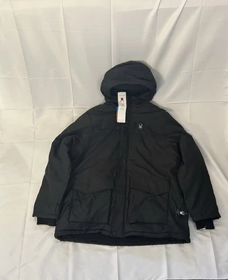 Abrigo Chaqueta de Invierno Spyder Para Hombre Negro Con Capucha Hydroweb Thermoweb Cálido Talla 2XL Foto 1 de 4