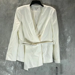 Tahari ASL Damen elfenbeinfarben asymmetrisch Gürtel Wickel Blazer GR. 14 - Bild 1 von 12