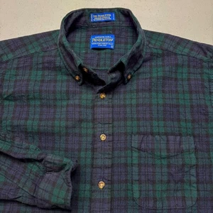 Pendleton Shirt Mens Large Green Blue Blackwatch Tartan Wool Button Down Plaid - Picture 1 of 13