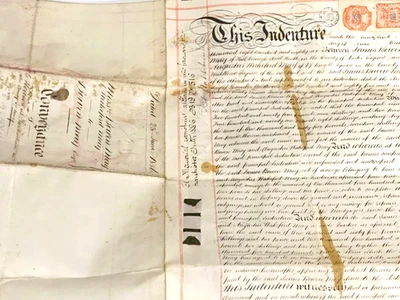 Antique English Legal Document Land Deed on Vellum Twickenham Surrey 1800's - Image 1 of 4