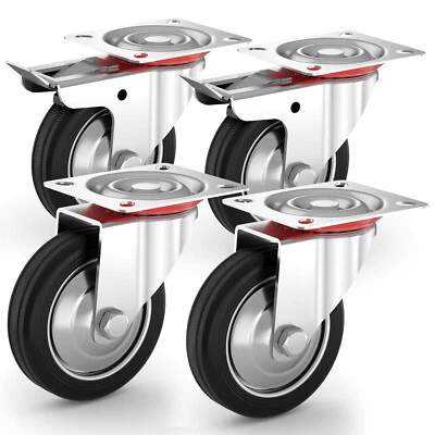 Transportrollen Set Schwerlastrollen Lenkrolle mit Bremse Möbelrollen Gummirolle - Bild 1 von 4