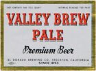 1940s Metallic CALIFORNIA Stockton El Dorado VALLEY BREW LAGER BEER Quart Label