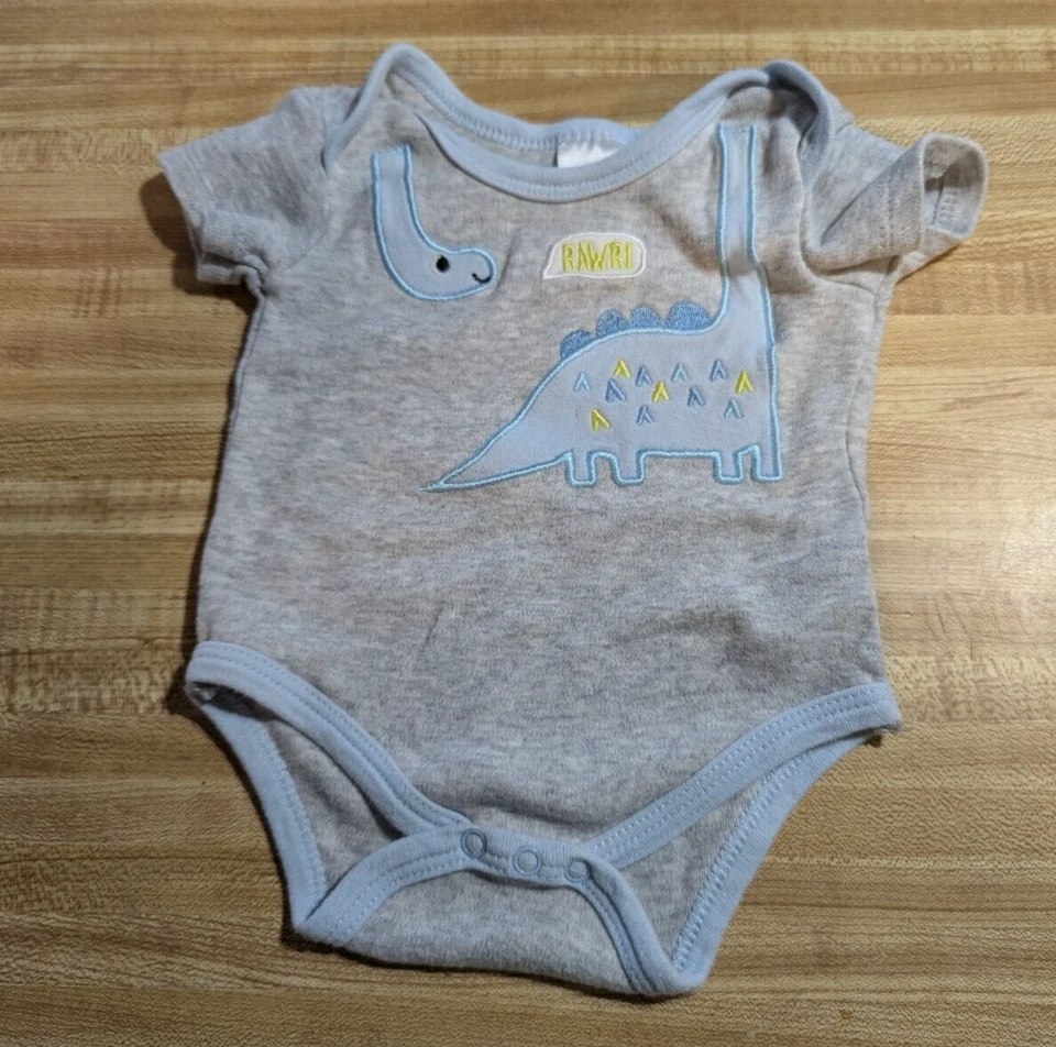 Body de dinosaurio gris algodón 100% bebé niño 0-3 meses Little Beginnings Foto 1 de 1