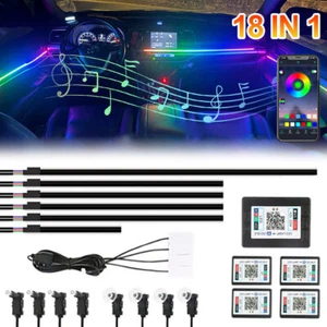 LED Car Interior Ambient Guide Light Strip Decor Atmosphere Door Light 18 in 1 - Picture 1 of 16