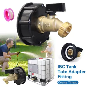 275-330 Gallon IBC Tote Tank Adapter 2" Coarse Thread Brass Hose Faucet Valve - Picture 1 of 10