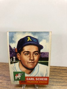 1953 Topps #57 Carl Scheib, Philadelphia Athletics, VG or better.