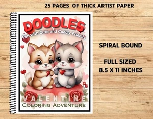 Valentine Doodles - Spiral Bound Coloring Book On Thick Artist Paper #03 - Imagen 1 de 3