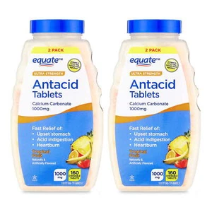 Equate Ultra Strength Antacid Chewable Tablets, Tropical Fruit, 160 Ct, 2-Pack - Photo 1 sur 10