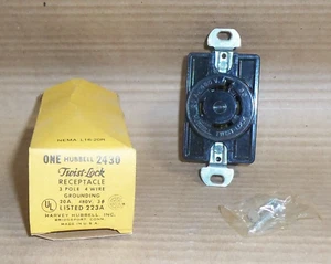 NEW HUBBELL 2430 20A 480V TWIST-LOCK RECEPTACLE 3 PHASE 3 POLE 4 WIRE GROUNDING - Picture 1 of 4