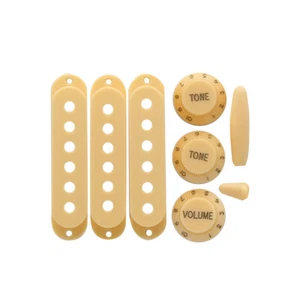 FLEOR ST Pickup Covers Guitar Volume Tone Knobs Switch Tip for Strat Cream - Picture 1 of 9