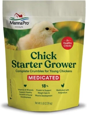 NEW Chick Starter Grower - Medicated Chick Feed Crumble for Young Chickens