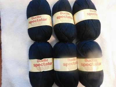 6 SKEINS BUCILLA SPECTATOR SPORT YARN, BLACK, 2OZ EACH - Image 1 of 3