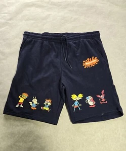 Men's Nickelodeon Rugrats Sweat Shorts Size Large L Drawstring Pocket Navy - Picture 1 of 5