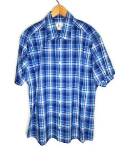 Anto Beverly Hills Blue Plaid Short Sleeve Shirt