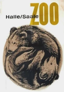 Original Vintage Poster HALLE DEUTSCHER ZOO BÄREN SPIELEN 1964 - Bild 1 von 1