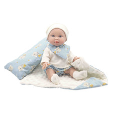 BAMBOLA CON COPERTA E CUSCINO RAUBER 30 CM ACCESSORI IN SCATOLA - 3120CELESTE