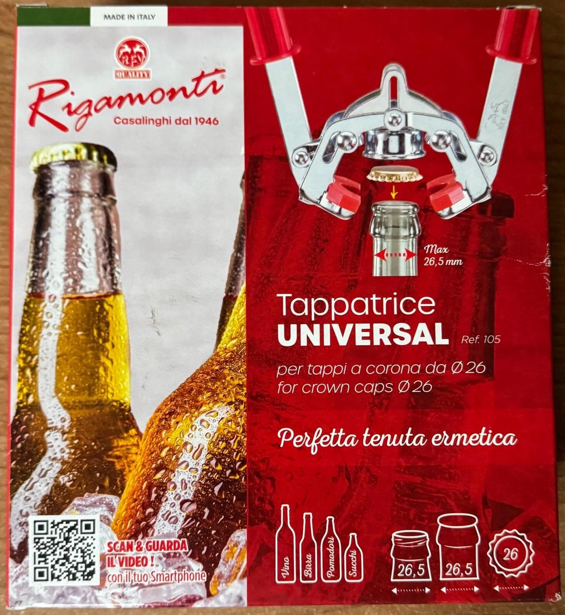 Tappatrice Manuale Per Tappi A Corona 26 Mm - Per Bottiglie Vino E Birra - Foto 14