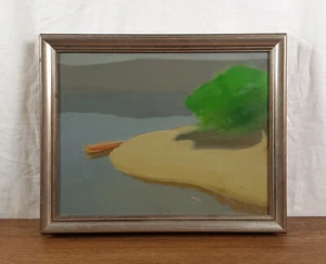 Flusslandschaft mit Boot, Original Ölgemälde, ukrainischer Künstler Palamar - Bild 1 von 10
