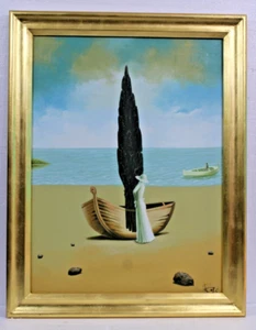 AMAZING SALVADOR DALI OIL ON CANVAS 1942 WITH FRAME IN GOLDEN LEAF VERY NICE - Picture 1 of 13