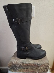 GRÖSSE 11M 2LIPSTOO hohe graue Stiefel mit Reißverschluss INVPV2178 - Bild 1 von 4