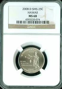 2008 D HAWAII QUARTER NGC MS68 SMS 2ND FINEST REGISTRY RARE * - Picture 1 of 2