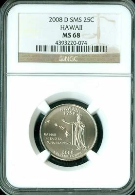 2008 D HAWAII QUARTER NGC MS68 SMS 2ND FINEST REGISTRY RARE * - Image 1 of 2