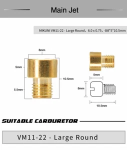 10Pcs Carburetor Main Jets Mikuni 6.0x0.75 #63-#180 For VM11-22 Large Round Carb - Picture 1 of 6