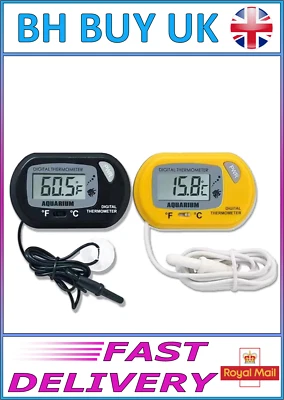 AQUARIUM DIGITAL THERMOMETER LCD, FISH TANK, CELSIUS FAHRENHEIT REEF MARINE POND - Image 1 of 4