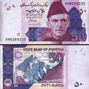 Banknote - 2021 Pakistan, 50 Rupees P47 UNC, Muhammad Ali Jinnah, Karakoram Peak - Picture 1 of 1