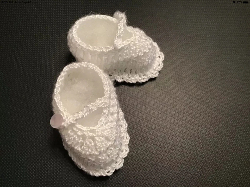 Crochet Bebé Zapatos Botines Crochet Muñeca Zapatos Botines Blanco Mary Jane Foto 1 de 3