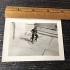 Vintage photo found photograph original B&W Little Boy Vintage Tricycle A541
