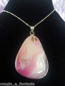Pendente in Agata + Collana Argento P/fortuna Cristalloterapia CHAKRA Ciondol N3 - Picture 1 of 1
