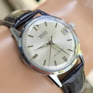 Vintage GRUEN Herren Handaufzug Uhr N510CA DATE Swiss 60er Jahre - Bild 1 von 22
