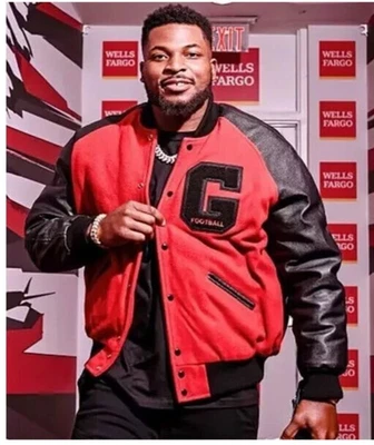 Georgia Bulldogs Varsity Jacket Red Black Classic Letterman Football Team - Image 1 of 4