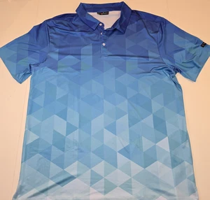Yatta Golf Polo Shirt Mens 2XL Blue Geometric Gradient Performance Polyester Tee - Picture 1 of 7