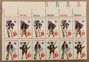 Sc# 1565-68 Military Uniforms, 1975 10¢ Block of 10 , MNH/OG, VF/XF - Picture 1 of 2