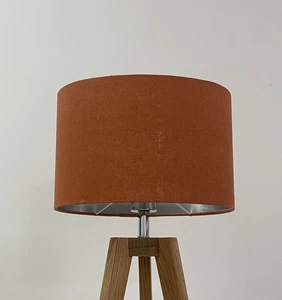 Lampenschirm Burnt Orange Strukturiert 100% Leinen Gebürstet Silber Oval Lampenschirm - Bild 1 von 12