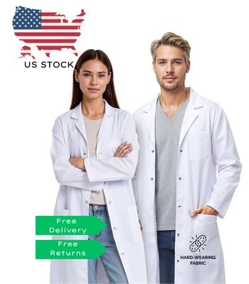 New White Doctor Lab Coat Workwear Size Medical Student Scientist Jacket - Image 1 of 4
