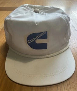 Vintage Cummins Engine Diesel Mütze Cap 80er weiß bestickt Lederriemen Seil - Bild 1 von 4