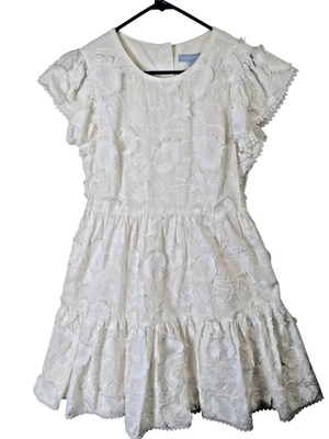 Antonio Melani Women Size 8 White Floral Lace Embroidered Babydoll Dress Tiered - Image 1 of 4