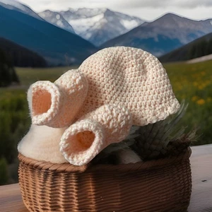 Baby Beanie 6-12 Months Crochet Hat Soft Acrylic Yarn Color-peach - Picture 1 of 3