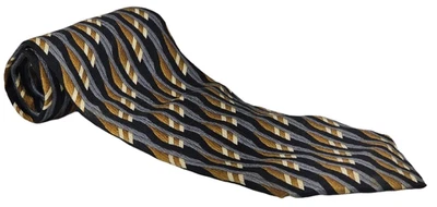 Martin Wong Collection 100% Silk Mens Necktie Brown & Gray Geometric Buy 2 Get 1 - Image 1 of 4