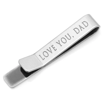 Brushed Silver "Love You, Dad" Tie Clip - Image 1 of 4