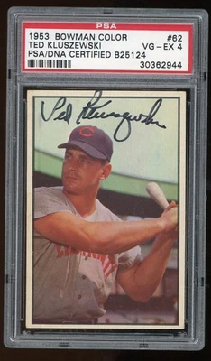 1953 Bowman Color Ted Kluszewski PSA DNA Signed Autograph Cincinnati Reds - Image 1 of 2