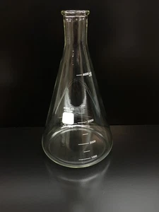 Pyrex Cat No 4980 Narrow Mouth Erlenmeyer Flasks with Heavy Duty Rim 4000mL - Picture 1 of 24