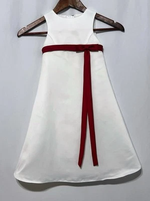 Vestido David’s Bridal Niñas 2T Blanco Rojo Lazo Flor Niña Foto 1 de 4