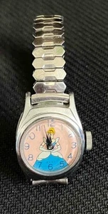 Vintage Kids US Time Disney1950s Cinderella Wristwatch Stretchy Band for Repair - Picture 1 of 6