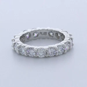 Platinum Eternity Wedding Ring Classic 4.50 Carat Round Lab-Grown Diamond D VVS1 - Picture 1 of 14